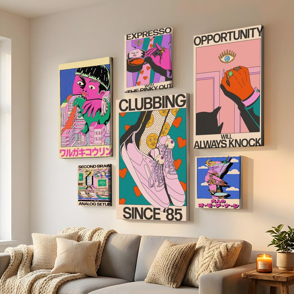Home Decor Y2K - لوحة جدارية بإطار على طراز جاباندي