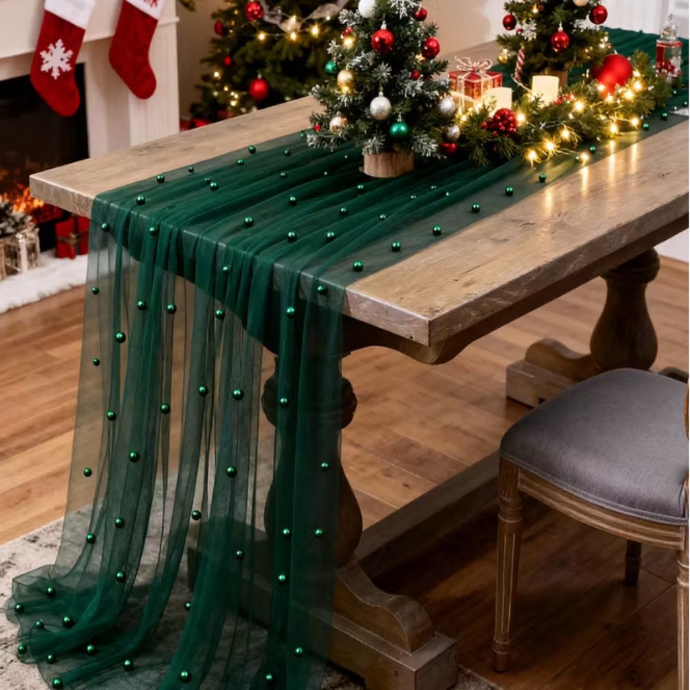 Linen Table Runner - مفرش طاولة فاخر للزفاف شبه شفاف