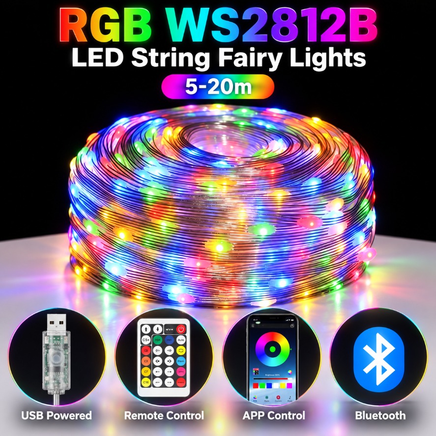 Home Decor Free App - سلسلة أضواء LED RGB WS2812B بطول