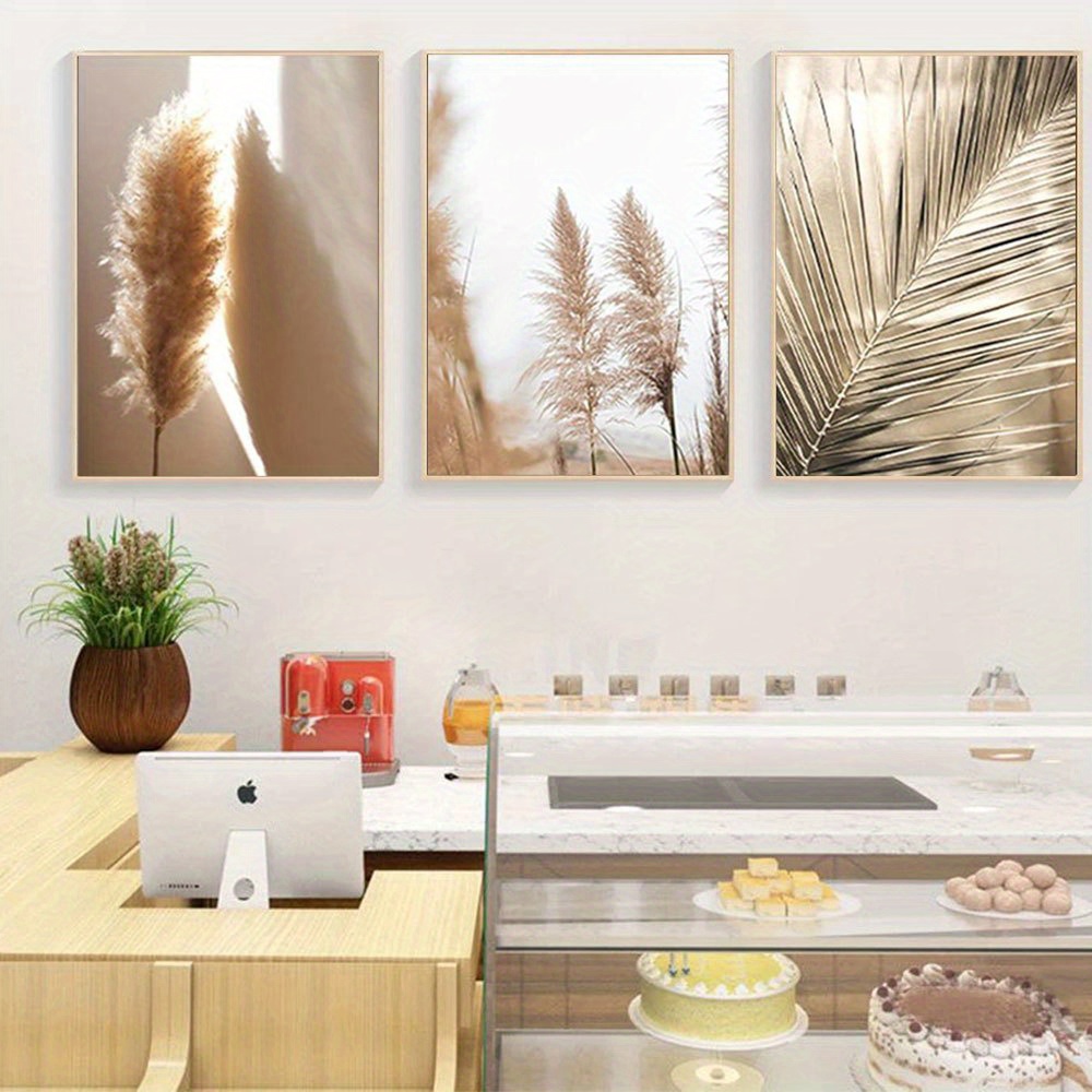 Pampas Grass Decor - مجموعة من 3 قطع مسطحة ثنائية