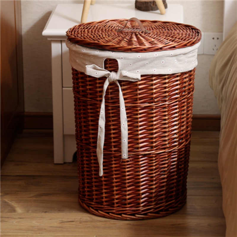 Rattan Plant Basket - خمر نمط الروطان المنسوجة الملابس القذرة