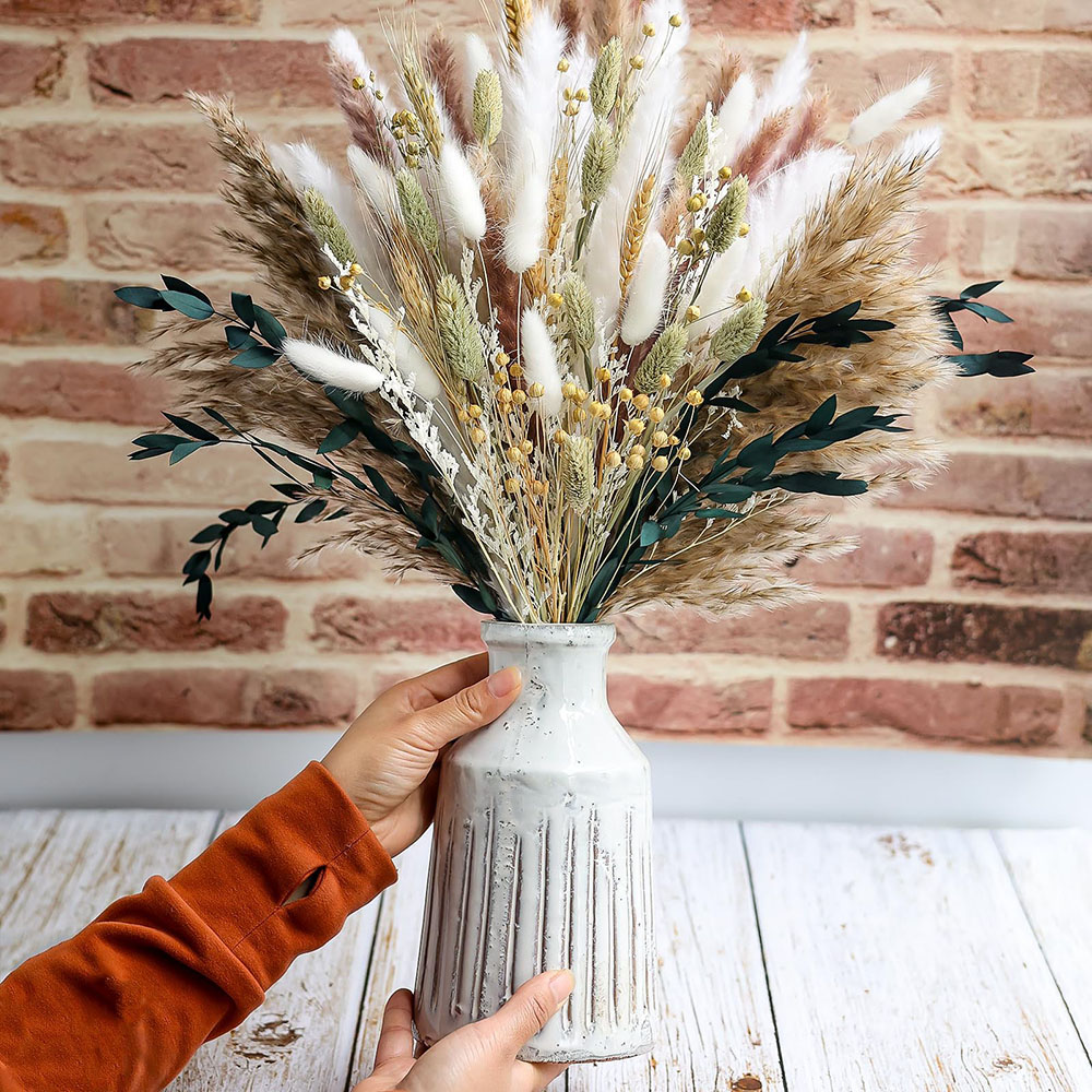 100 قطعة باقة عشب بامباس المجف - مراجعة Pampas Grass Decor وسعره